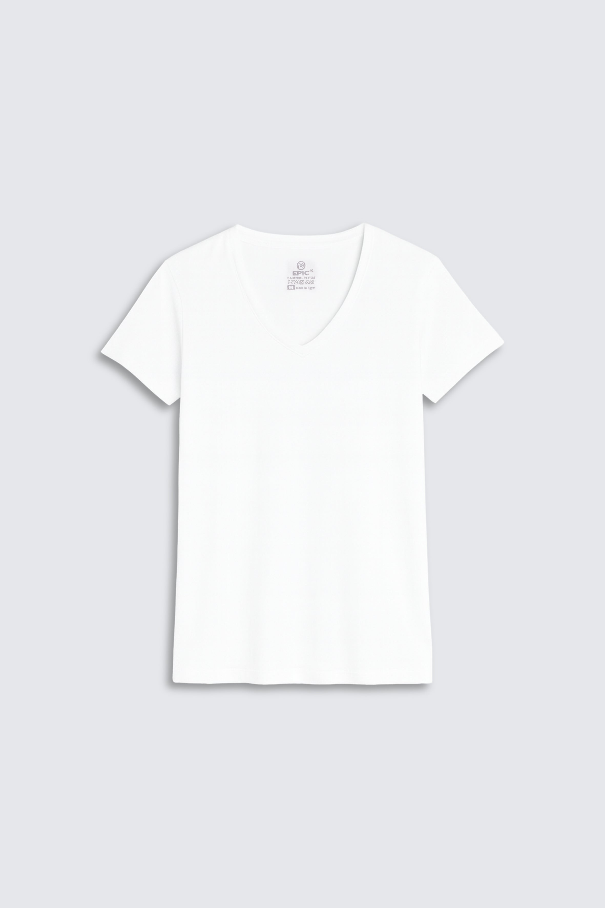 White t-shirt on a light gray background